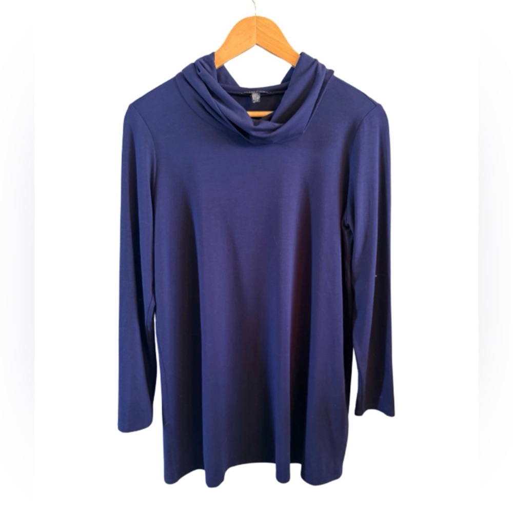 Eileen Fisher Cowl Neck Tunic Navy Large